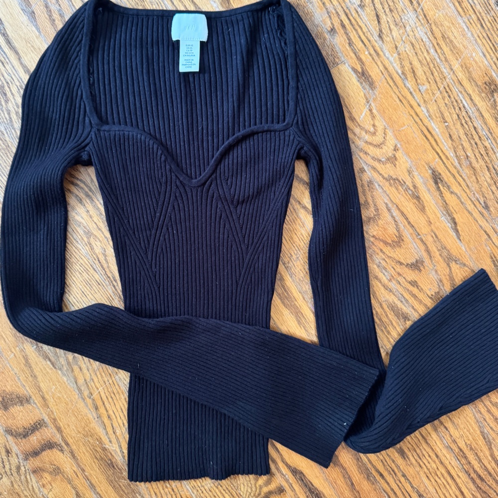 H&M Black Ribbed Knit Top - Picture 3 of 11